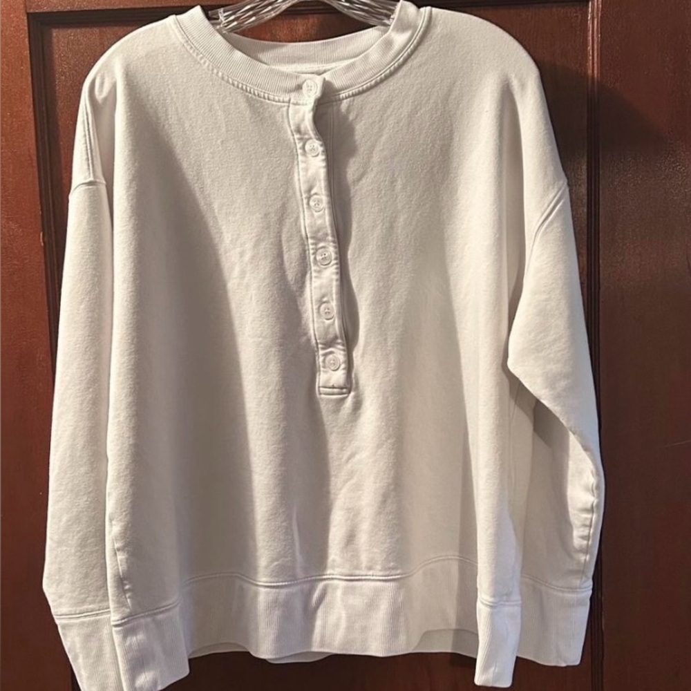 Athleta White Pullover Sweatshirt Womens L